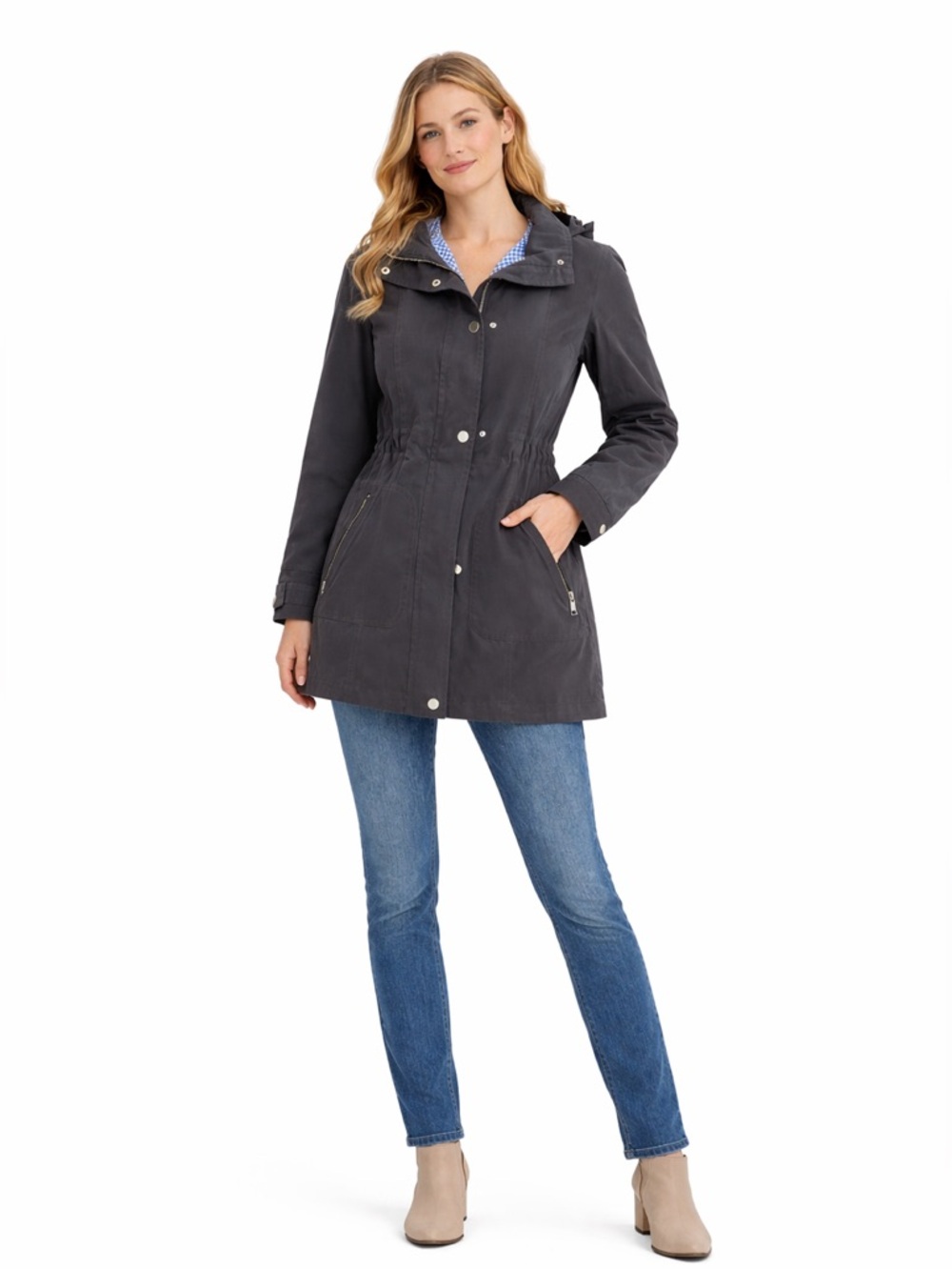 London Fog Women's Charcoal Utility Jacket